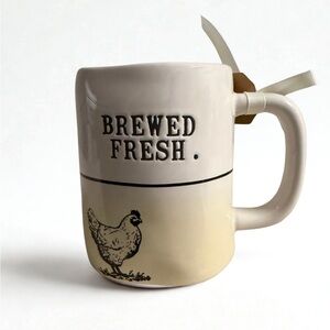 Rae Dunn Brewed Fresh Mug - Cream and Tan